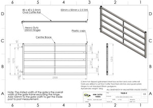 Cattle Yard Gate 2500mm 5 Rail