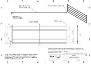 Cattle Yard Gate 3600mm 5 Rail